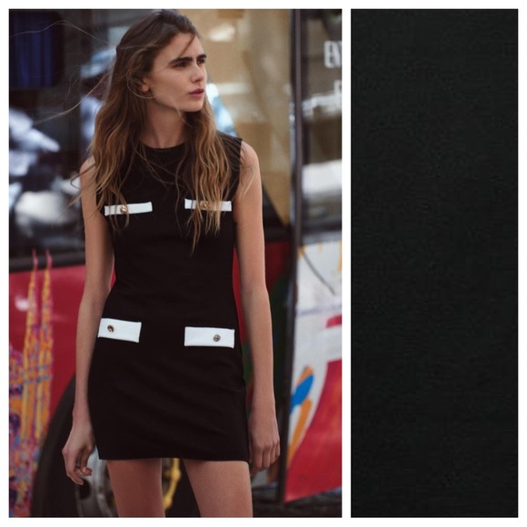 NWT. Zara Black Viscose Blend Stretch Short Mini Dress. Size M. - Picture 1 of 11